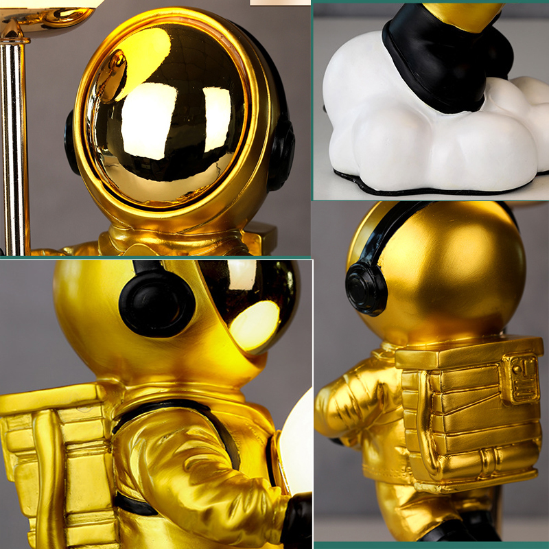 Lamps Shades Space Station Astronaut Table Lamp Children's Room Creative LED Desk Light Baby Cartoom Bedroom Table Art Decor Resin Lunar Lamp 230