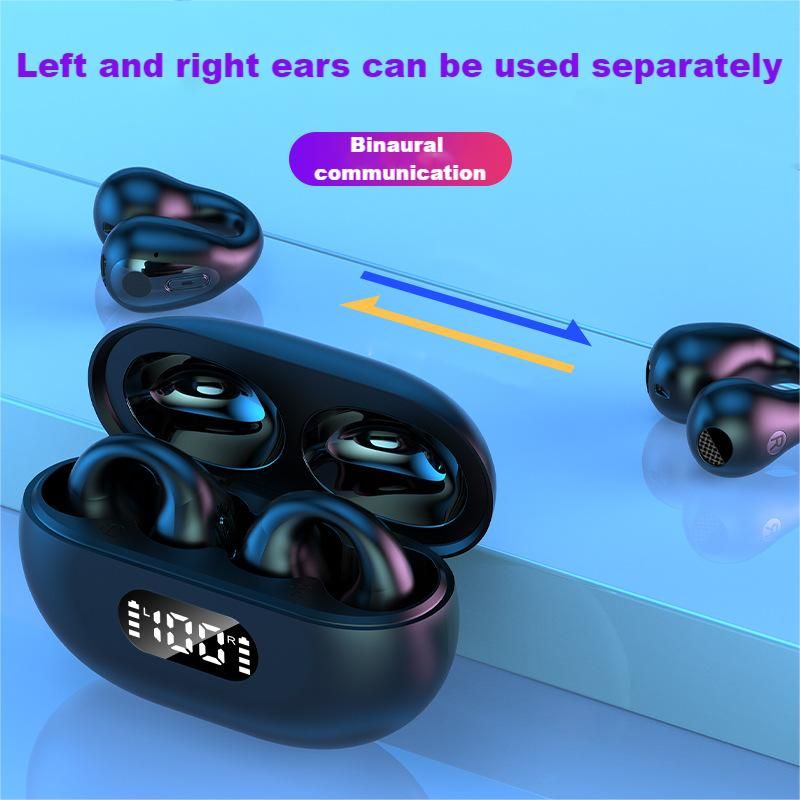 TWS Bluetooth headset Clip-on ears Wireless Earphone Fingerprint control R15 Built-in Microphone LED display High quality Headphone Sport Earphone Mus