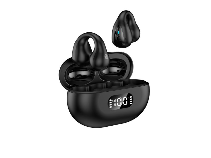 TWS Bluetooth headset Clip-on ears Wireless Earphone Fingerprint control R15 Built-in Microphone LED display High quality Headphone Sport Earphone Mus