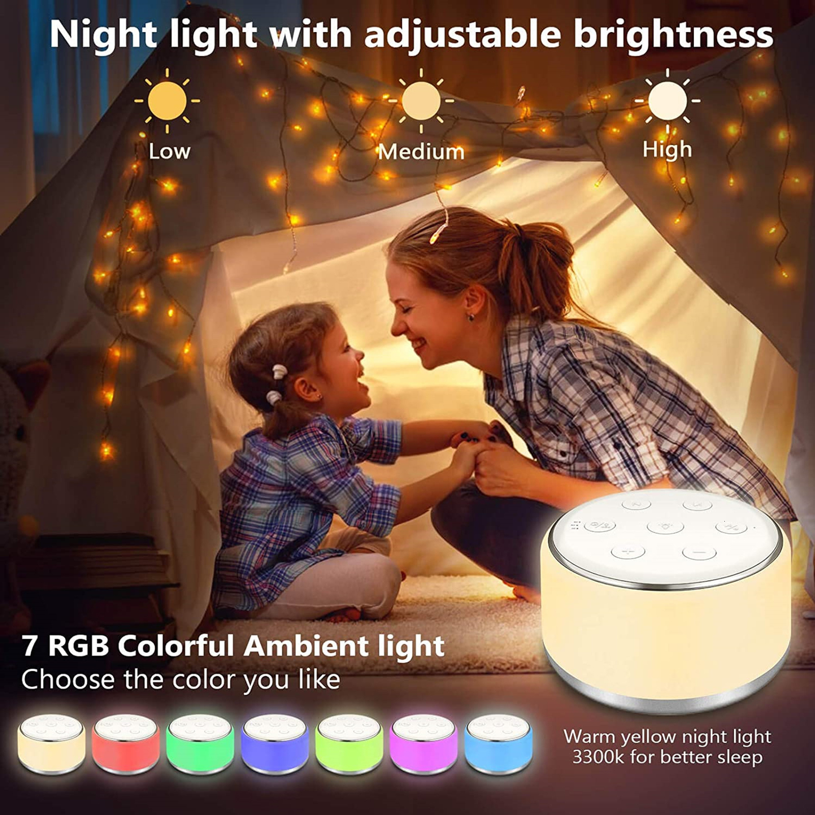 Baby Monitor Camera Desktop White Noise Machine Sleep Sound Machine for Baby Sleep Soother 7 Colors Night Lights 34 Soothing Sounds 230418