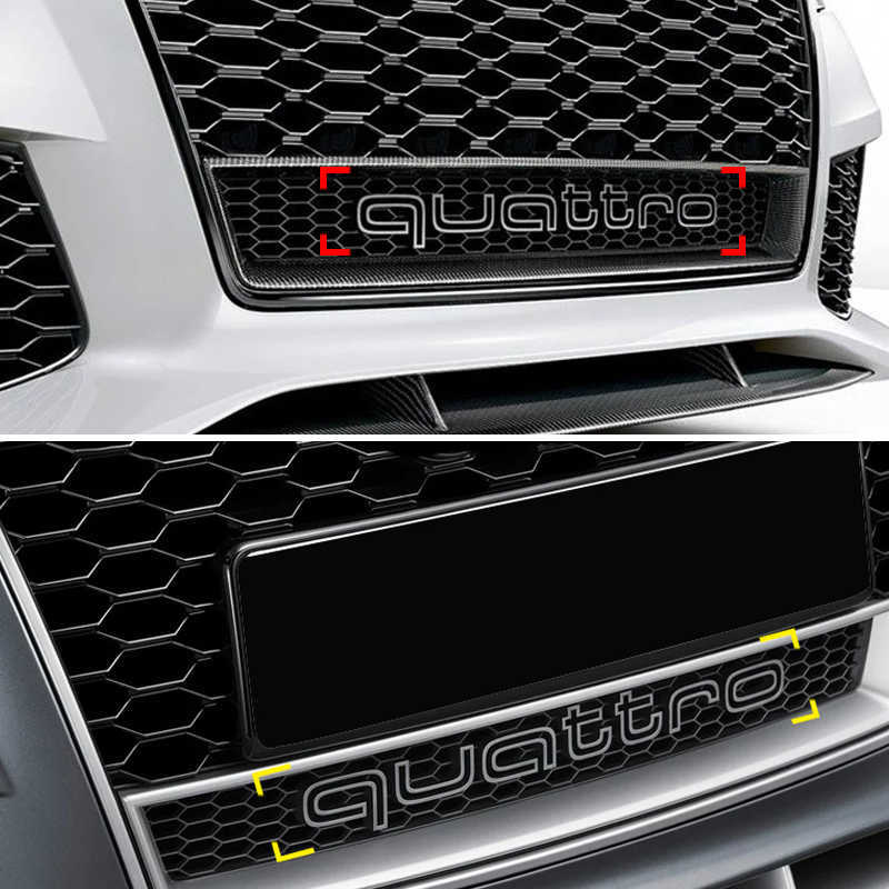 ABS Car Exterior Front Grille Emblem for Audi Quattro A3 A4 A5 A6 A6L A7 A8 Q3 Q5 Q7 S3 S4 S5 RS3 RS4 RS6 Badge Accessories
