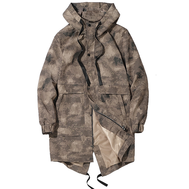 Men's Trench Coats Men 's Jacket Loose Casual Camouflage Fashionable Midlength High Street Spring and Autumn 230417