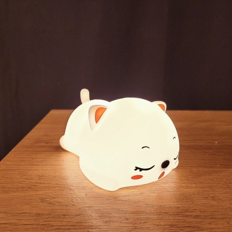 Lamps Shades Lovely Cat USB Rechargeable Silicone LED Night Light Bedroom Bedside Night Lamp with Remote for Kids Baby Gift Touch Sensor Lamp 230418