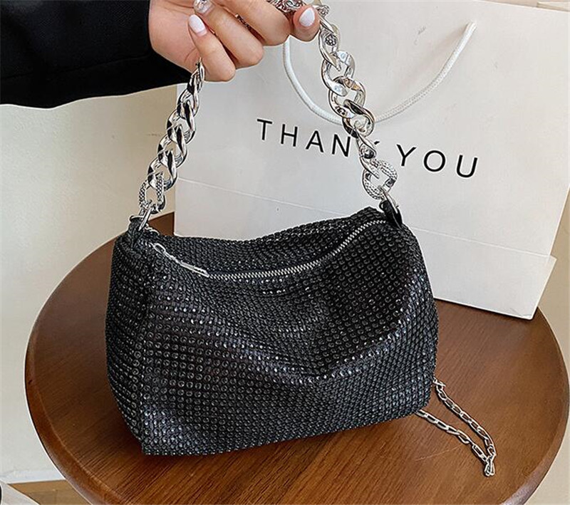 Evening Bag female 2023 new Korean version of this year's popular fashion trend bright drill cross-body niche rivet crossbody bag portable women&