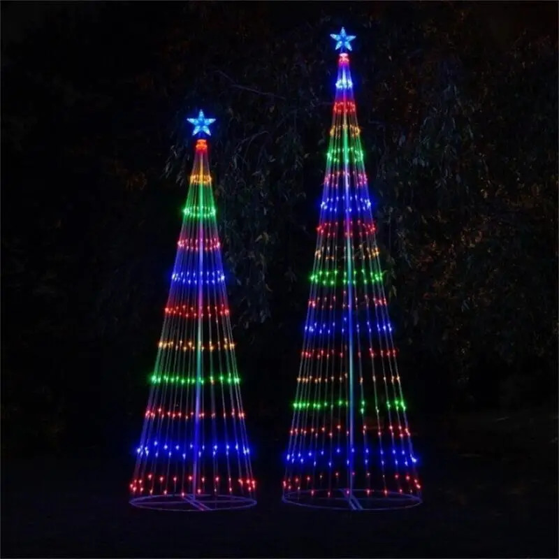 LED Christmas Tree String Cone Waterfall Star Lights Outdoor Multicolor Lightshow For Wedding Party Decoration EU Plug 2024