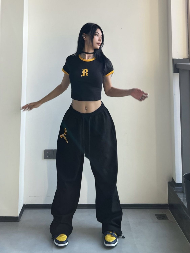 Women's Pants Capris HOUZHOU Hippie Y2K Blue Jogging Sweatpants Women Kpop Streetwear Oversize Black Sports Pants Female Gothic Baggy Jogger Trou