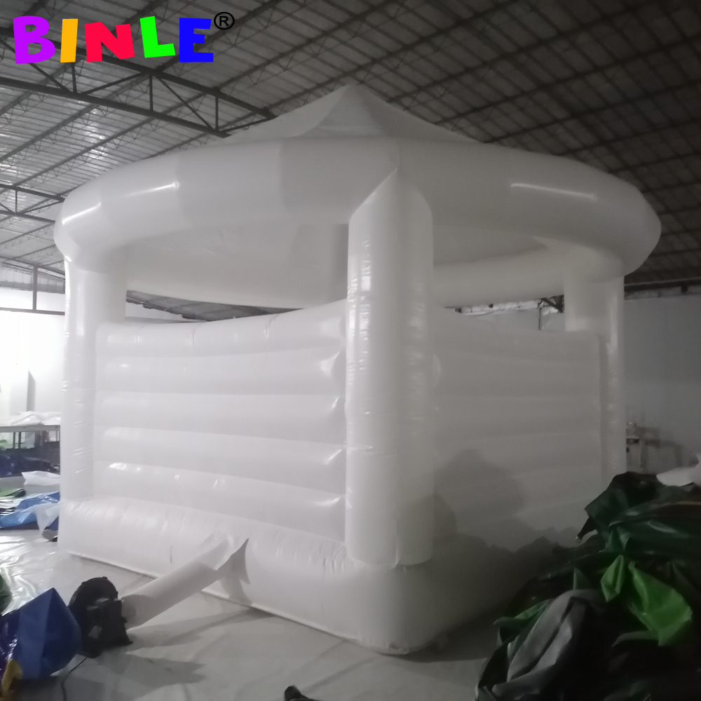 White Bounce House Wedding Bouncy Castle Inflatable Bouncer With Round Roof Event Party Tent Air Combo For Kids Adults Rental