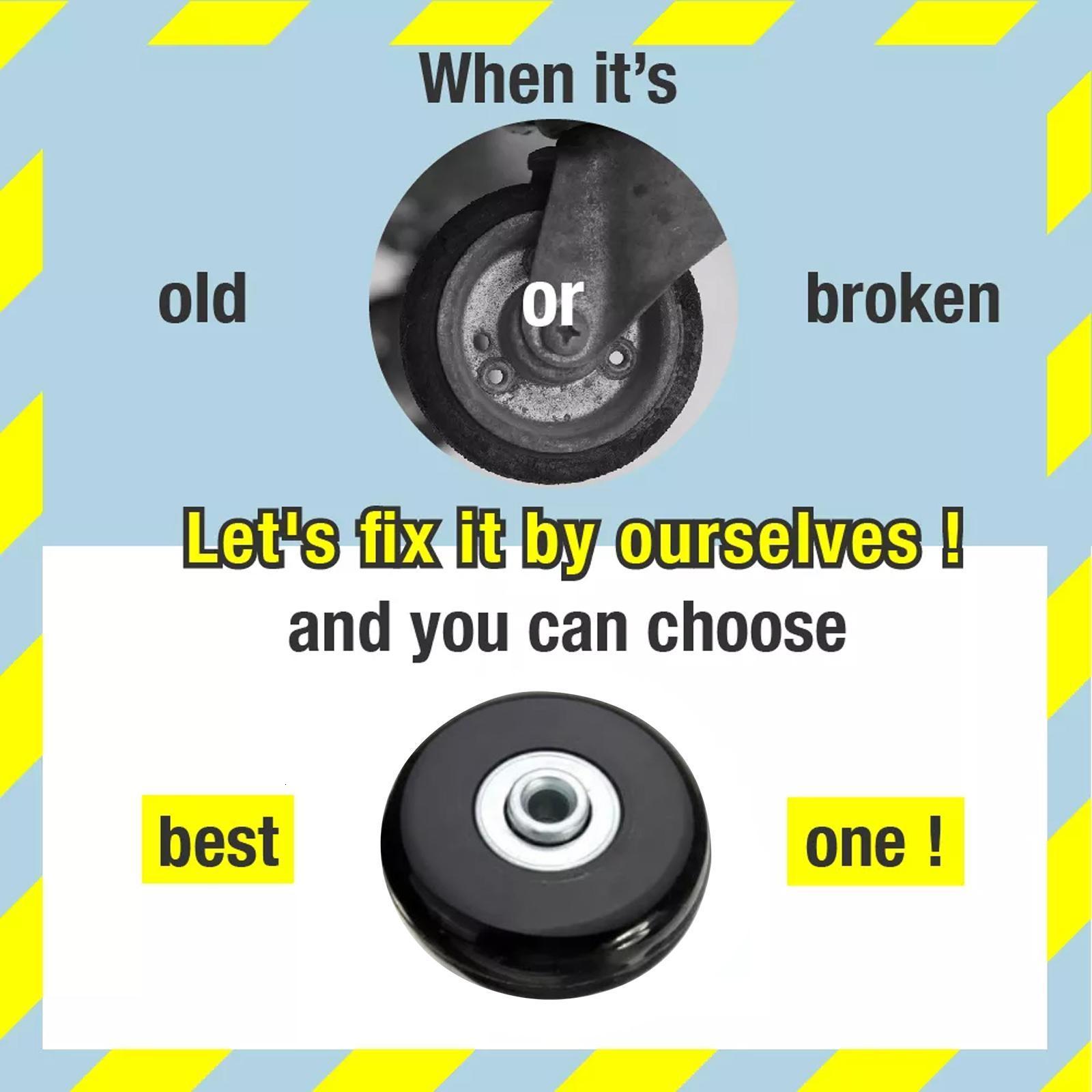 Bag Parts Accessories 4PCs Black Mute Luggage Suitcase Replacement Wheels Axles Repair Kit Dia. 40mm/45mm/50mm Inline Skate Wheels With Bearings 23041