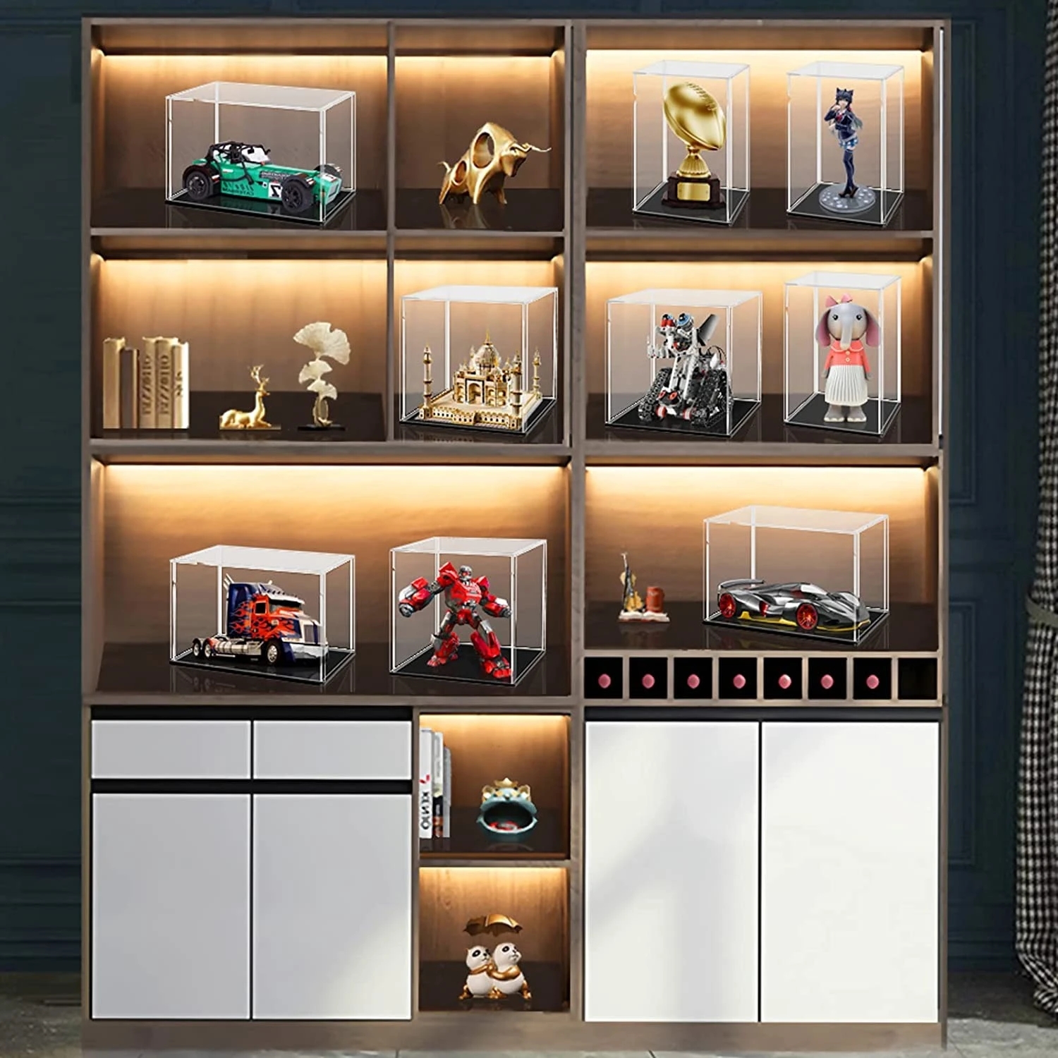 Clear Acrylic Display Case Countertop Box Organizer Stand Dustproof Protection Showcase for Action Figures/Toys/Collectibles, Black bottom plate
Clear Acrylic Display Case Countertop Box Organizer Stand Dustproof Protection Showcase for Action Figures/Toys/Collectibles, Black bottom plate