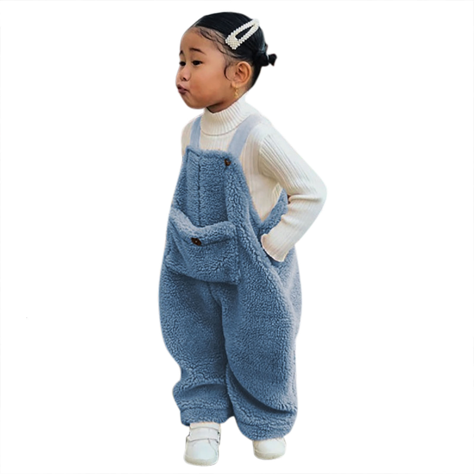 Overalls Flannel Suspender Warm Girl Winter Baby Overalls Kids Toddler Pants Boys Solid Girls Pants Leather Pants For Girls 230419