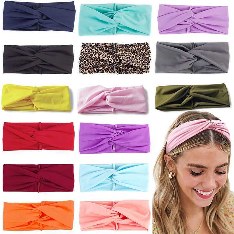 2PC Headbands Headbands For Women Hair Band Twist Leopard Hairbands Elastic Turban Headwrap Makeup Sport Yoga Head band Girls Hair Accessories Y23