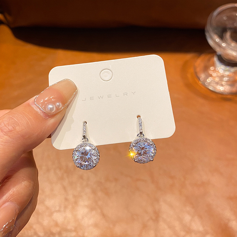 Sterg Sier Dangle Earrings: Large White Topaz CZ Dia Moissanite Drop Earring Women, Jewelry for Party and Lover Gift