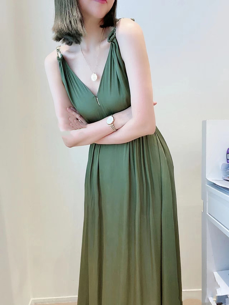 Casual Dresses Maje V-neck Sleeveless Dress Hollowed Out French Style Midi Dress for Women, Green
Casual Dresses Maje V-neck Sleeveless Dress Hollowed Out French Style Midi Dress for Women, Green