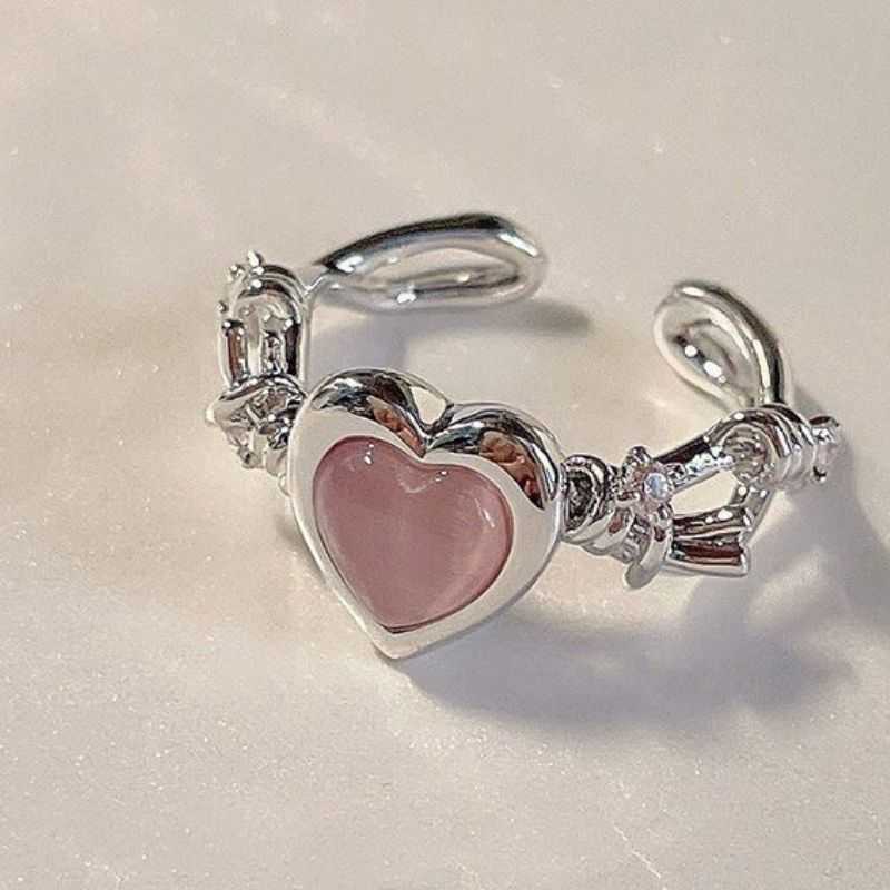 Band Rings Adjustable Open Natural Moonstone Rings For Women Dating Fine Gothic Style Party Jewelry Teens Cool Gift Fit Valentines Day