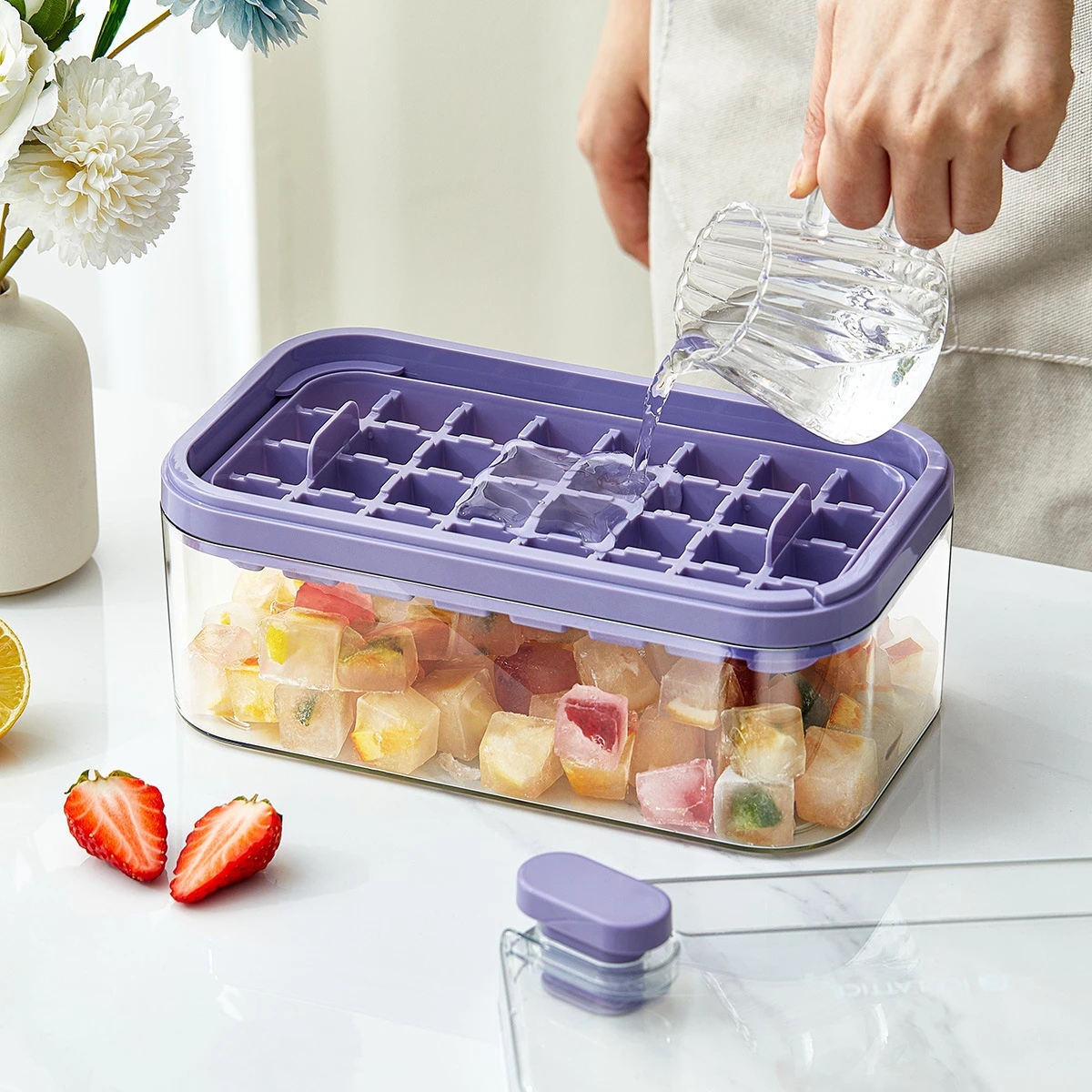 Cream Tools One-k Fall Off Easy-Release 32 Cavity Silicone Mold For tail Cube Maker With Storage Box Ice Tray Free shipping