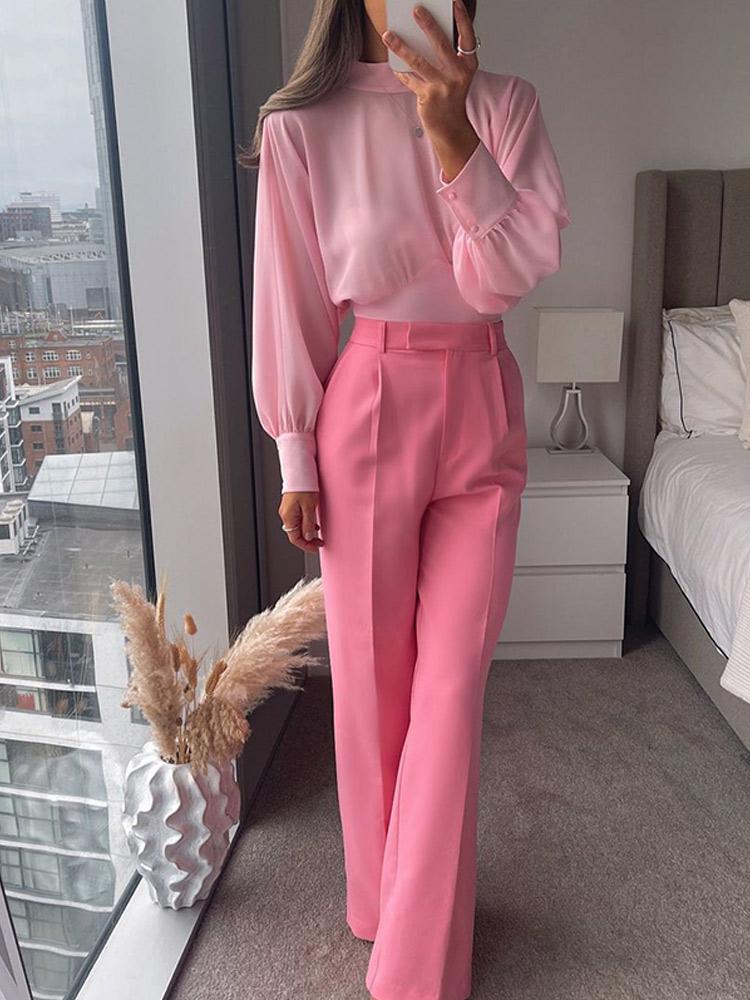 Pants Women Pink Shirts And Trousers Suits 2022 Chiffon Adjustable Waist Batwing Sleeve Blouses And Chic Wide Leg Pant Two Piece Set, Pink top
Pants Women Pink Shirts And Trousers Suits 2022 Chiffon Adjustable Waist Batwing Sleeve Blouses And Chic Wide Leg Pant Two Piece Set, Pink top