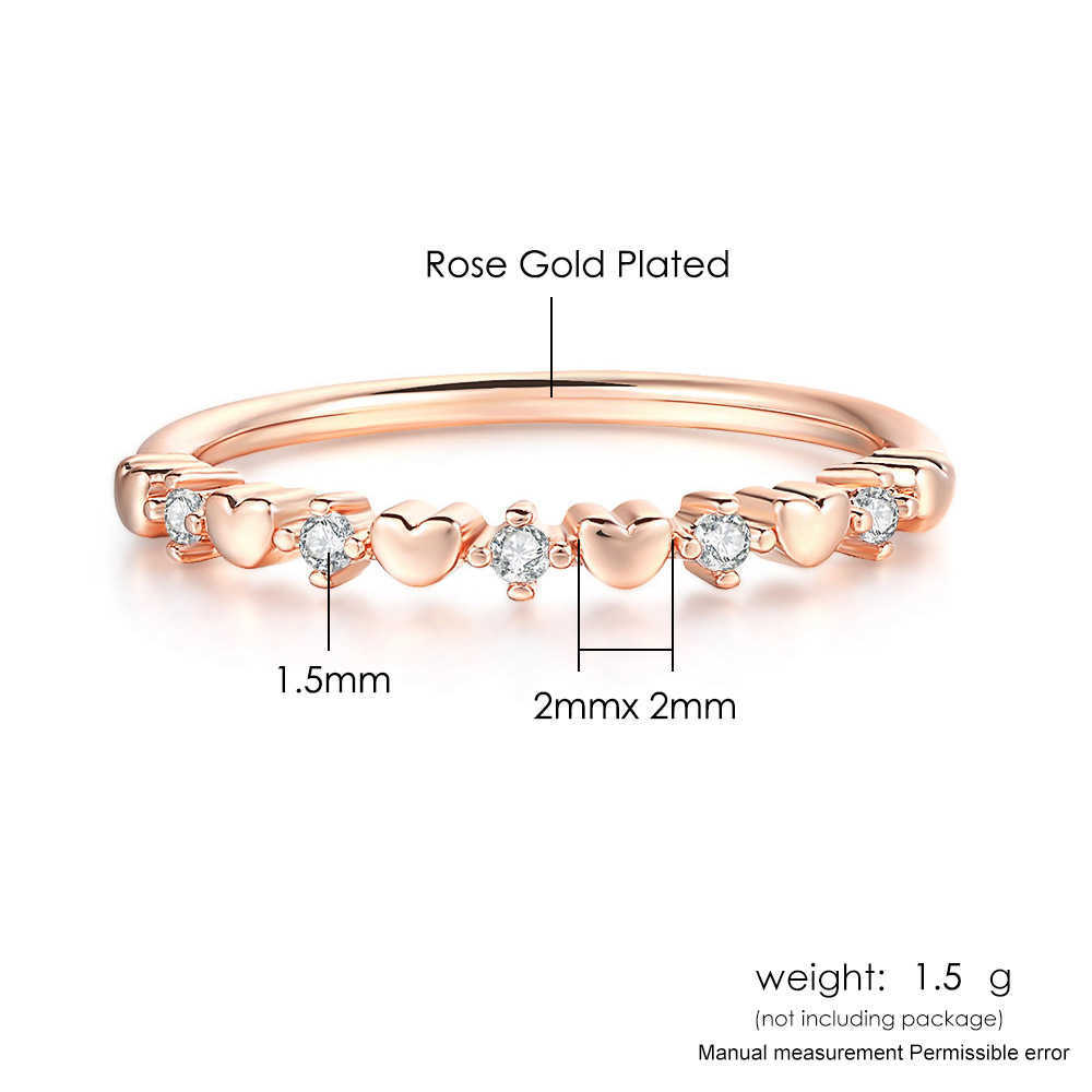 Band Rings Double Fair Thin Simple Heart Dainty Rings For Women Girls White Rose Gold Color CZ Trendy Daily Party Gift Fashion Jewelry R901