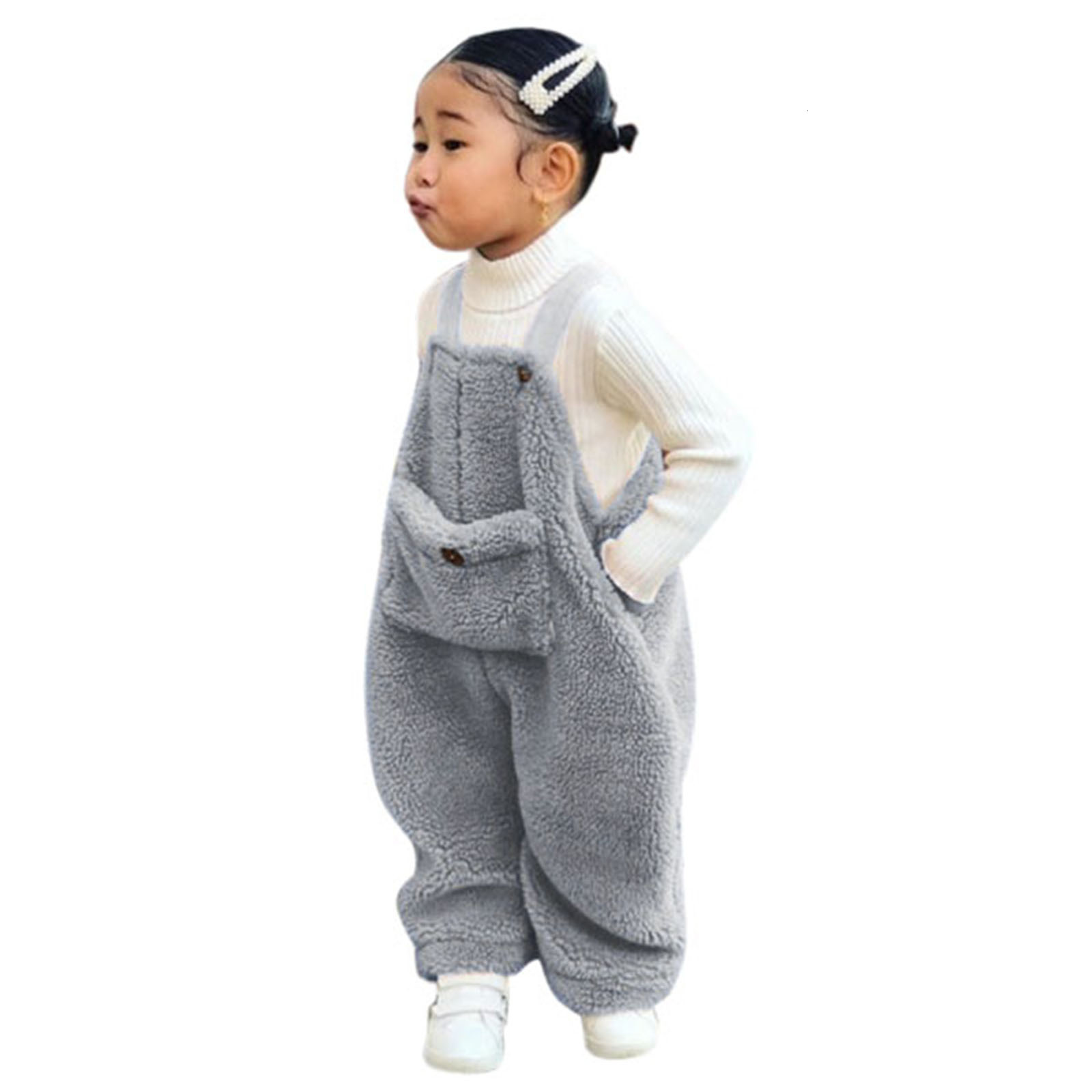 Overalls Flannel Suspender Warm Girl Winter Baby Overalls Kids Toddler Pants Boys Solid Girls Pants Leather Pants For Girls 230419