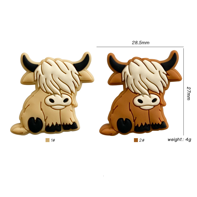 Other 50Pcs BPA-Free Highland cattle Cartoon Silicone Beads Focals For Jewelry Making DIY Jewelry Accessories 230419