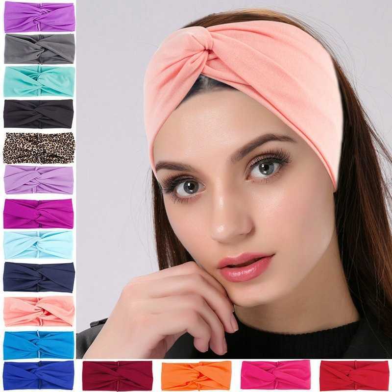 2PC Headbands Headbands For Women Hair Band Twist Leopard Hairbands Elastic Turban Headwrap Makeup Sport Yoga Head band Girls Hair Accessories Y23