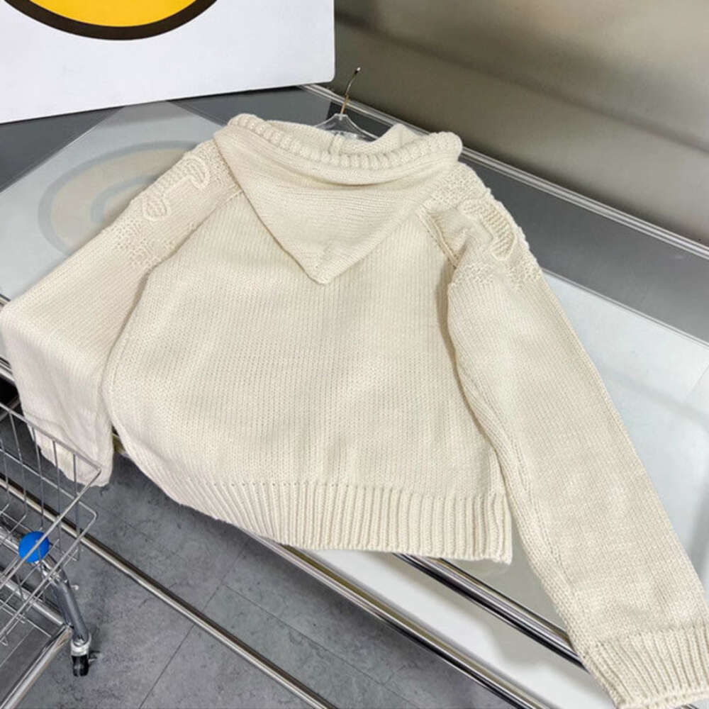 Autumn womens sweater fashion c embroidery hooded knit Sweater women designer knitwear loose cardigan coat long sleeve top