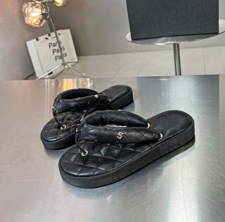Women Platform Slides Sandals Designer Slipper Beach Rubber Perforated Canvas Sliders Embroidery Heel Outdoor Party Luxury Thick Bottom Waterproof