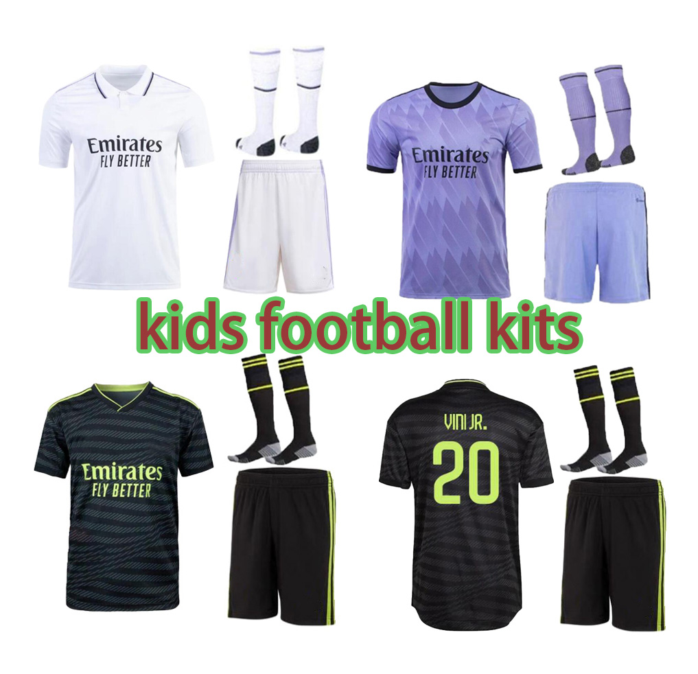 BENZEMA soccer jerseys 22 23 kids football kits VINI JR TCHOUAMENI CAMAVINGA ALABA ASENSIO MODRIC RODRYGO Fourth 2022 2023 REAL MADRIDS football shirt, Away
BENZEMA soccer jerseys 22 23 kids football kits VINI JR TCHOUAMENI CAMAVINGA ALABA ASENSIO MODRIC RODRYGO Fourth 2022 2023 REAL MADRIDS football shirt, Away