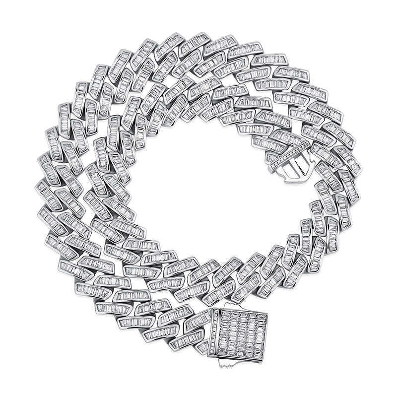 18mm Square Cubic Zircon Cuban Link Chain Necklace Spring Buckle Mens Hip Hop Accessories Chain Party Miami Rapper Curb Chains Shiny CZ Jewellery Bijo