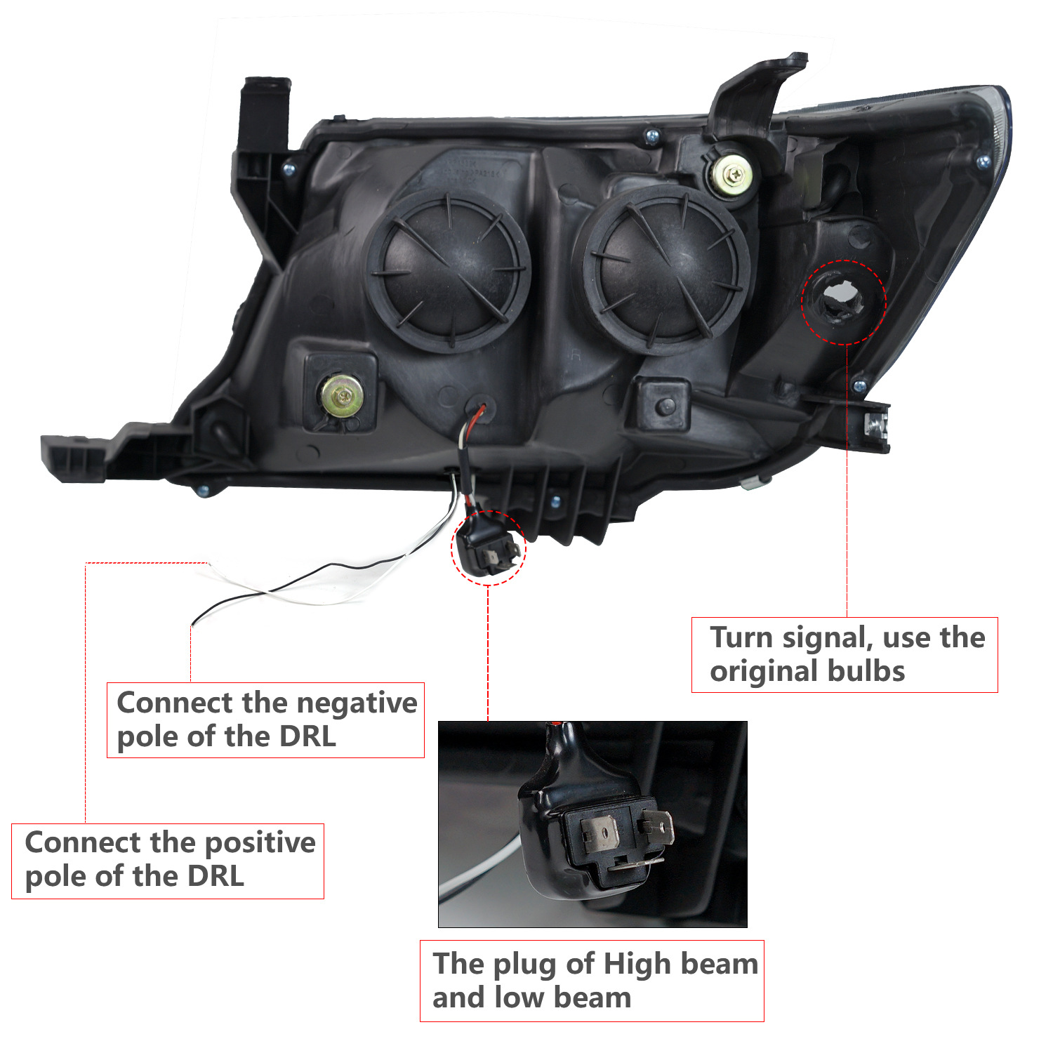 LED Dual Beam Lens Headlights for Toyota Hilux 2005-2011 Upgrade Highlight Front Lights Running Signal Headlamp