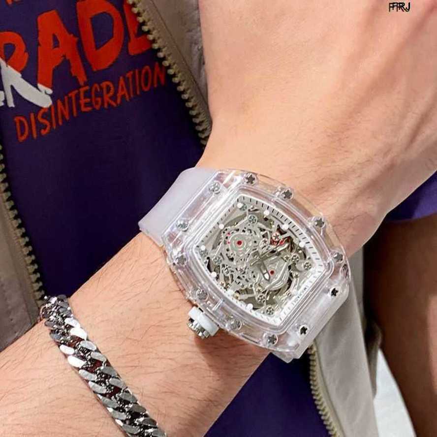 Milles Watches Richads Mile Wang Sicongs Same Miller Waterproof Hollow Transparent Mens Mechanical Fully Automatic Student Fashion Frj Frj CS7S, Transparent white tape - quartz movement 
Milles Watches Richads Mile Wang Sicongs Same Miller Waterproof Hollow Transparent Mens Mechanical Fully Automatic Student Fashion Frj Frj CS7S, Transparent white tape - quartz movement