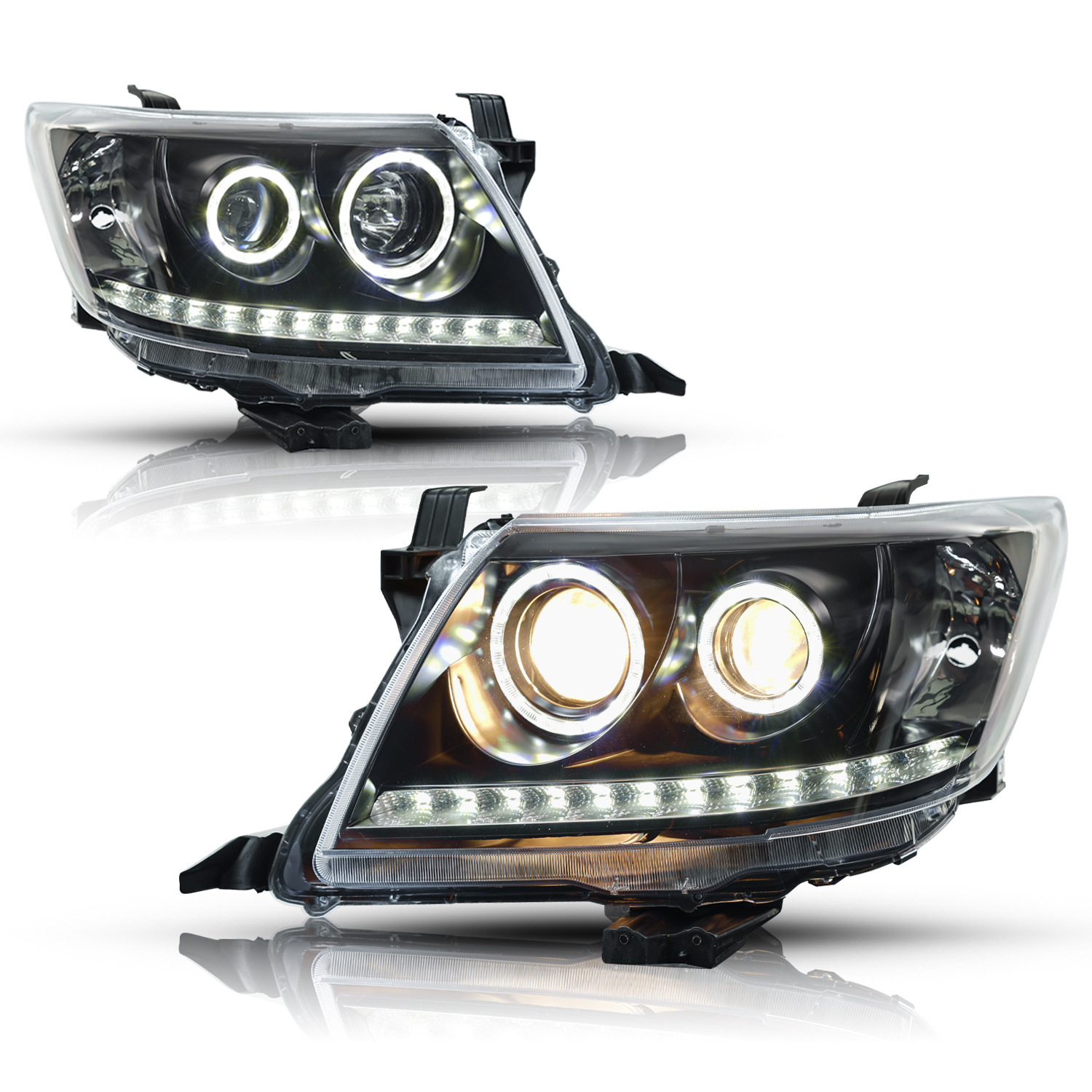 LED Headlight Bulbs for Toyota Hilux 2012-2014 LED Dual Beam Lens Running Lights DRL High Beam Headlights Assembly