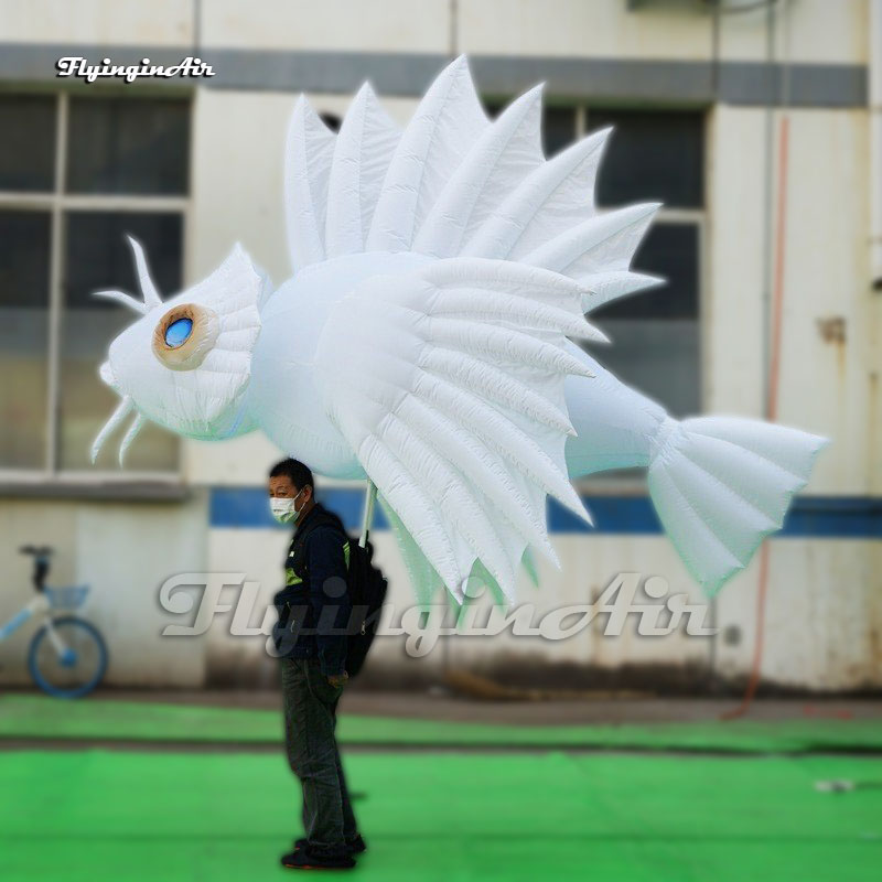 Sea Theme Parade Performance Walking Inflatable Fish Puppet Adult Holding Blow Up Marine Animal Balloon With LED Light For Carnival Event