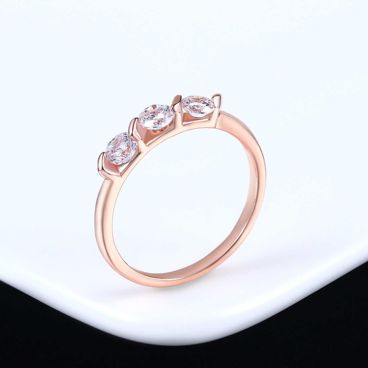 Band Rings Cubic Zirconia/Cubic Zirconia Engagement Ring HotSale Rose Gold Color Fashion Brand Wedding Jewelry For Women anel DFR067M