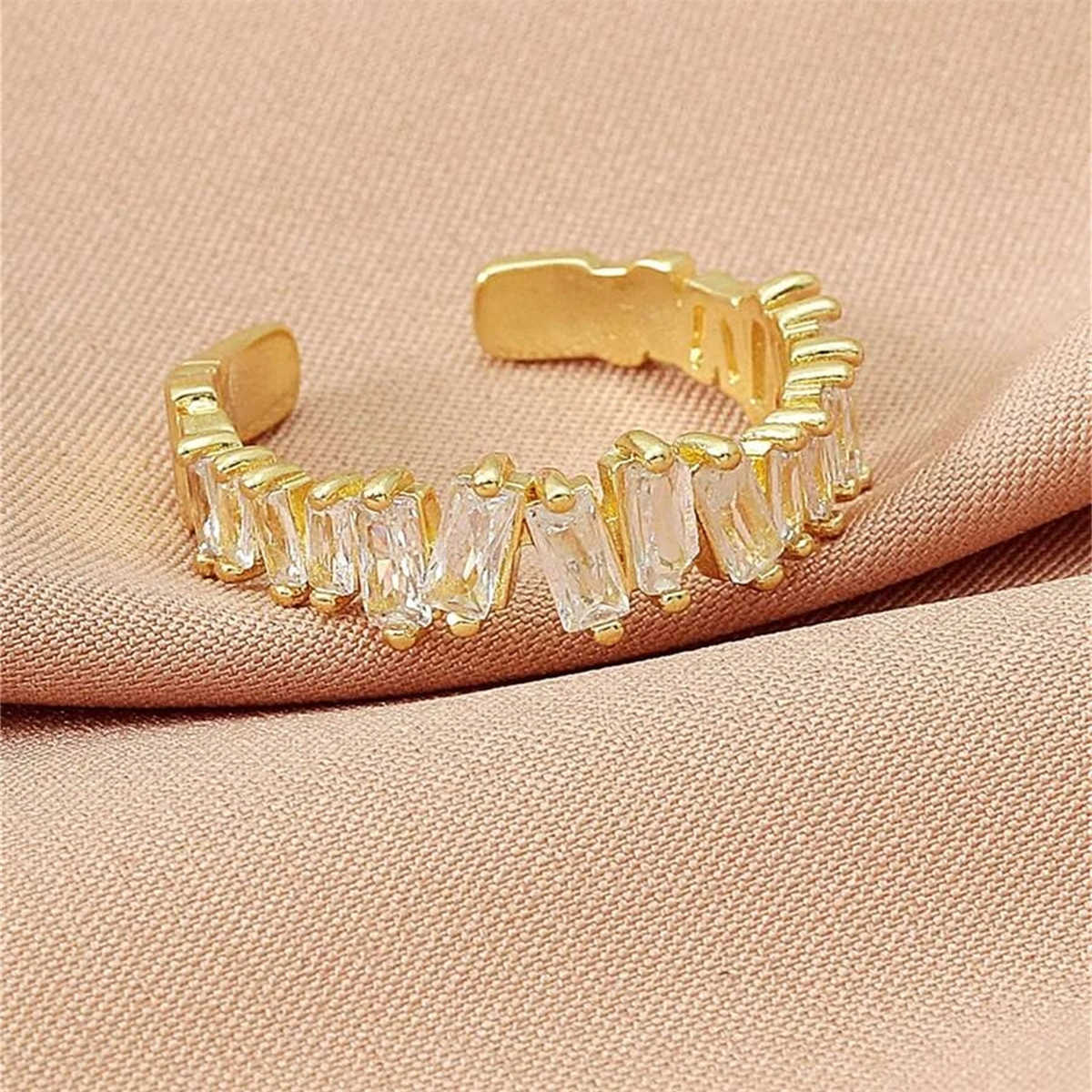 Band Rings Inlaid Zircon Irregular Opening Ring Index Finger Ring Alloy Ring Fashion Jewelry anillos mujer
