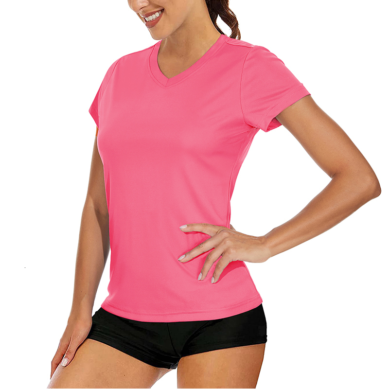 Womens TShirt MAGCOMSEN UVproof Short Sleeve Tshirt Summer Quick Dry Tees Solid Color Vneck Workout UPF50 Sun Protection Tops 230419