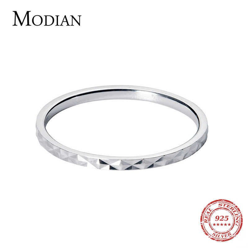 Band Rings Modian New Babysbreath Stackable Tiny Fashion Jewelry 925 Sterling Silver Color Finger Rings For Women Wedding Silver Jewelry