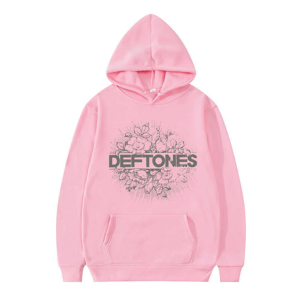 Men's Hoodies Sweatshirts Fashion Punk Metal Rock Band Deftones Hoodie Floral Burst Print Sweatshirt Men Women Vintage Casual Pullover Streetwear
