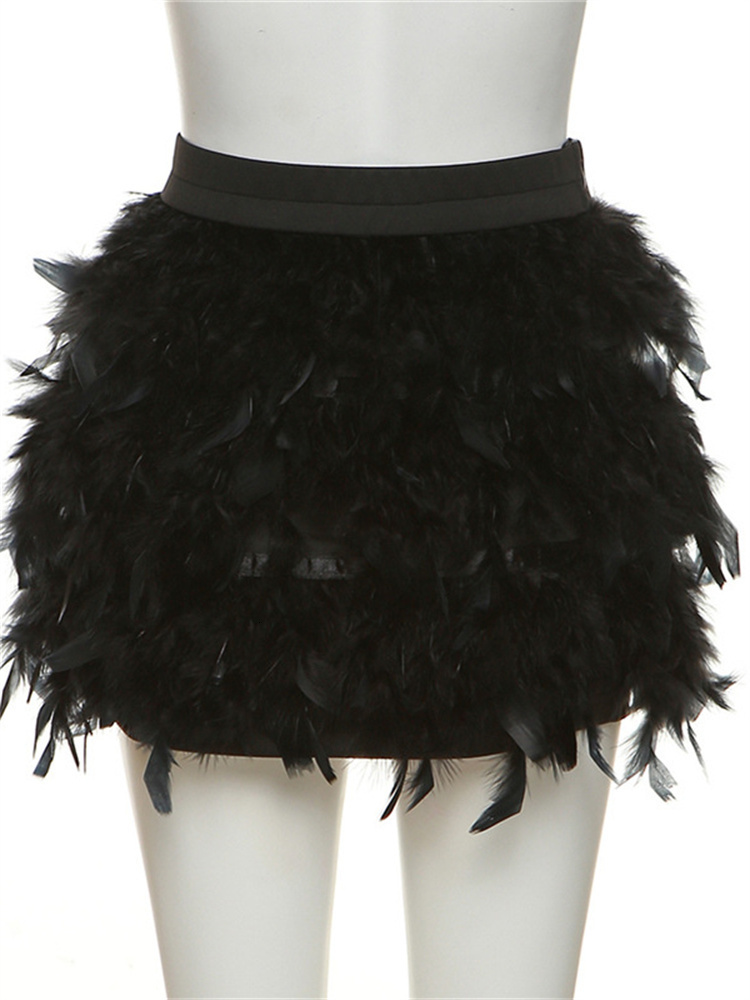 Feather 2 Piece Dress Set | Sexy Strapless Crop Top And Skirt Club Outfit