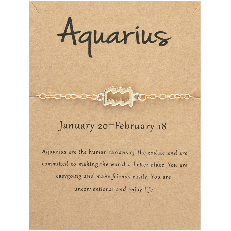 Zodiac Charm Bracelets 18K Gold Plated 12 Horoscope Link Bracelet Hand Chain Accessories Constellation Aries ,Cancer,Libra Jewelry Gift with Wish Card