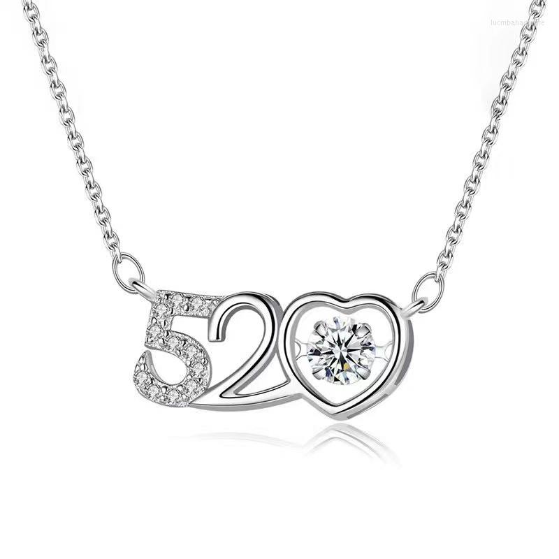 Chains Trendy 925 Sterling Silver 0.5Ct D Color Mossanite 520 Pendant Necklace For Women Fine Jewelry INS Love Heart Clavicle