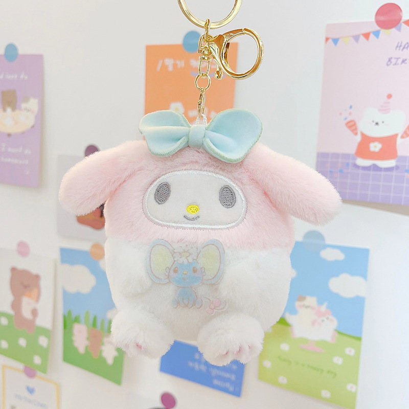 Fashion Kawaii styles Plush Jewelry KeyChains Backpack Car Fashion Key Ring Accessories Girl Wallet Plush