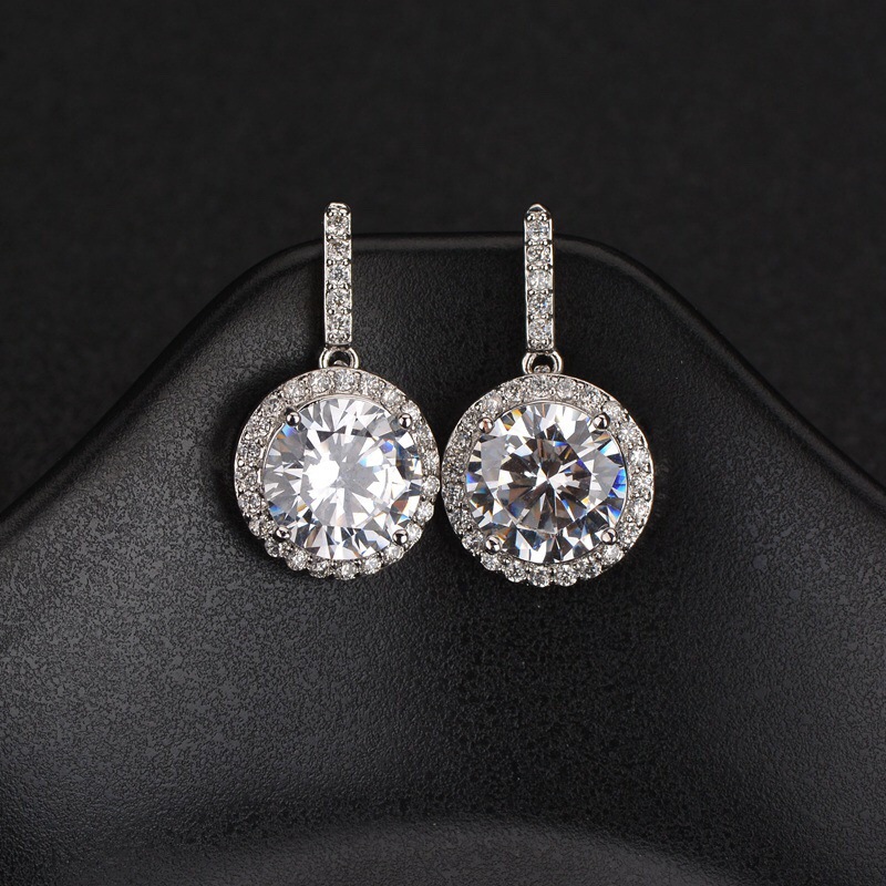Sterg Sier Dangle Earrings: Large White Topaz CZ Dia Moissanite Drop Earring Women, Jewelry for Party and Lover Gift