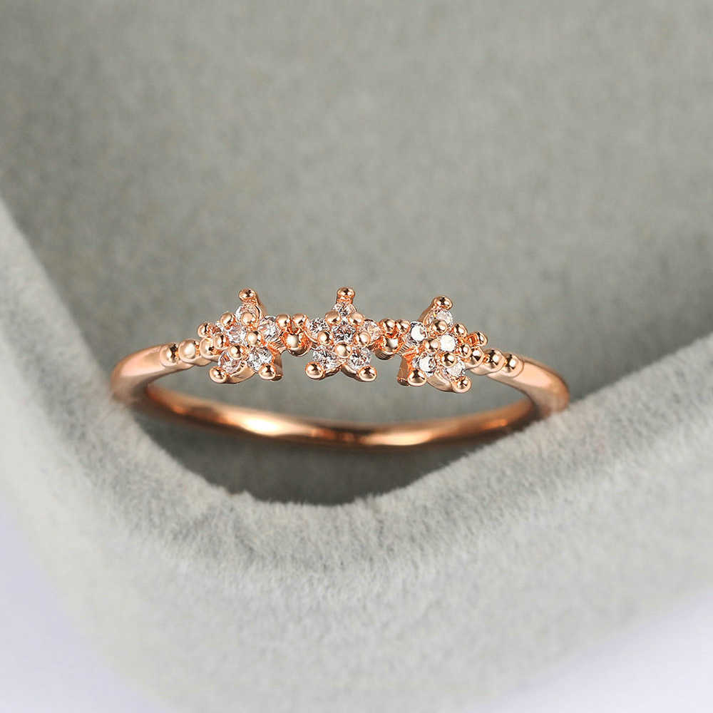 Band Rings Finger Rings For Women Special 3 Stars Cubic Zircon Rose Gold Color Silver Color Wedding Engagement Gift Fashion Jewelry R040