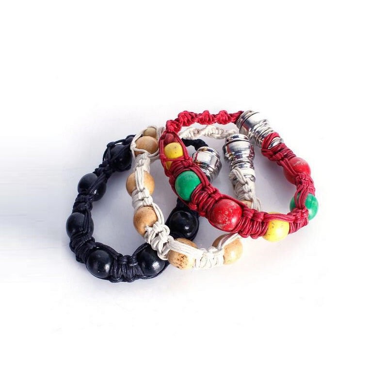 Portable Metal Bracelet Smoke Smoking Pipe storage click n vape Metal tobacco herb incognito Hand Cigarette Pipes Wood Jamaica Rasta