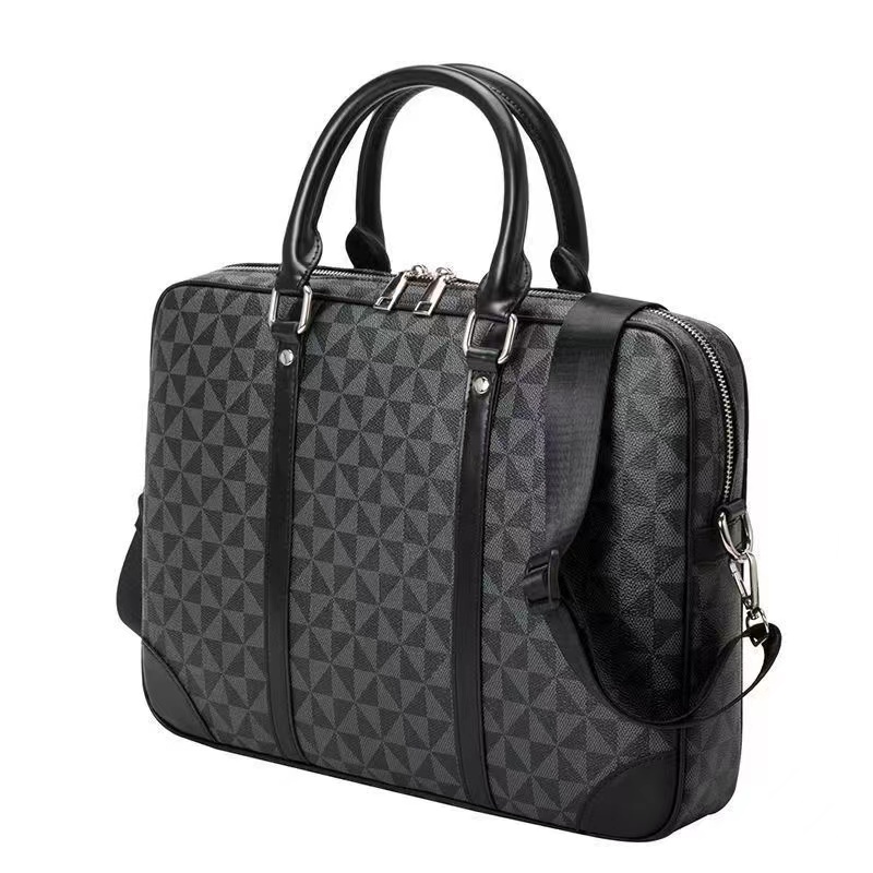 TOP Men's Briefcase Designer Shoulder File Bag Handbag Classic Business Handbag Brown Flower Print Plaid Crossbody Bag Large Capacity Laptop Case