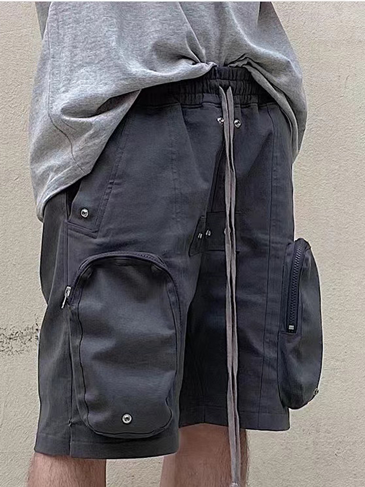 Men's Shorts PFNW Spring And Summer Safari Style Multi Pocket Casual Short Pants Long Drawstring Silver Button Washed Shorts 12A4964 230419