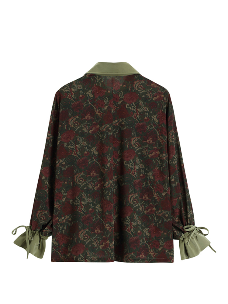 Women's Jackets Autumn Vintage Style Floral Printing Loose Blouse Shirt Korean Casual Long Sleeve Ladies Button Blouses Female Tops 230419