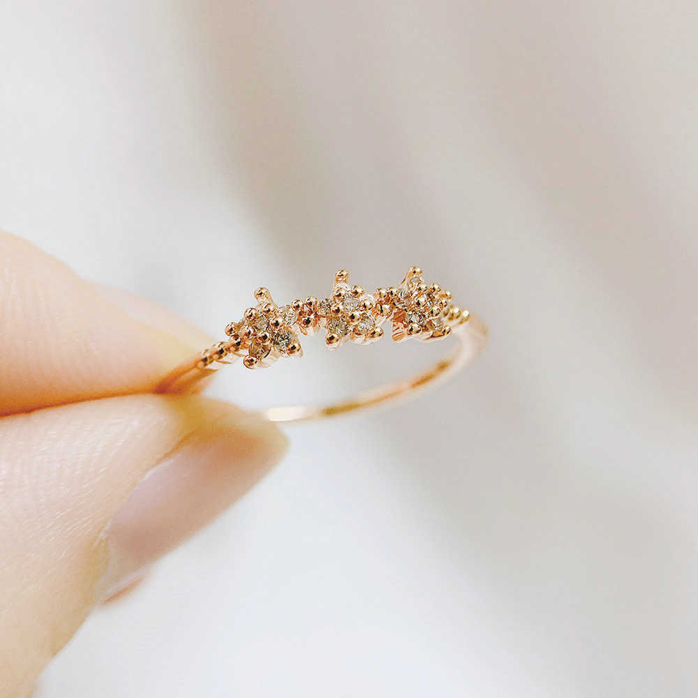 Band Rings Finger Rings For Women Special 3 Stars Cubic Zircon Rose Gold Color Silver Color Wedding Engagement Gift Fashion Jewelry R040