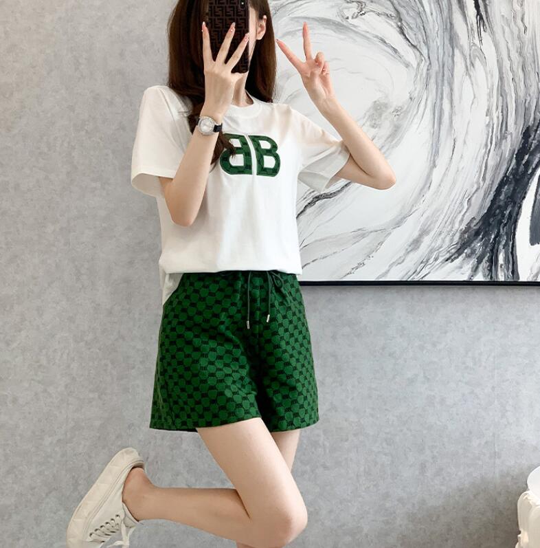 Brand Women Embroidery Letter Tracksuits Summer Casual 2 Piece Sets Short Sleeve T-Shirt Shorts Fashion Sports Suit Crew Neck Outfits Pullover Jogging Suit