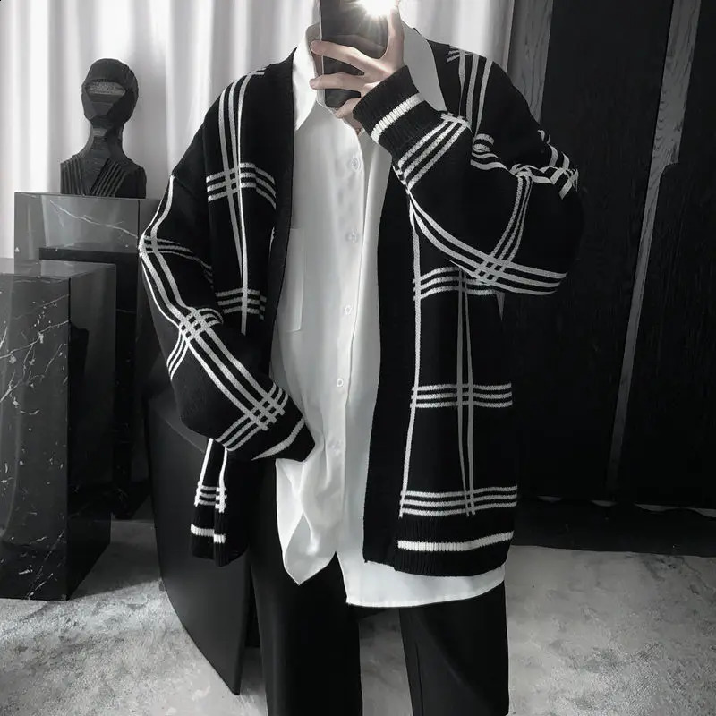 Men's Sweaters Jacket Casual LongSleeved Loose Fashion Cool Knitted Cardigan Autumn and Winter Sweater 231118